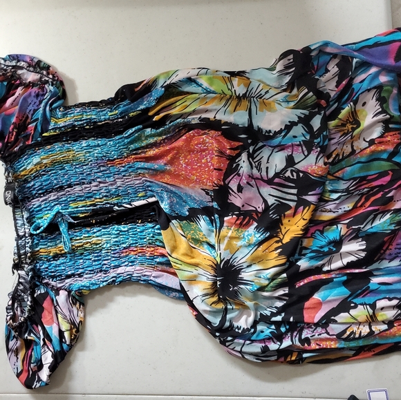 Cute Short Dress Floral Tie Dye - Picture 2 of 3